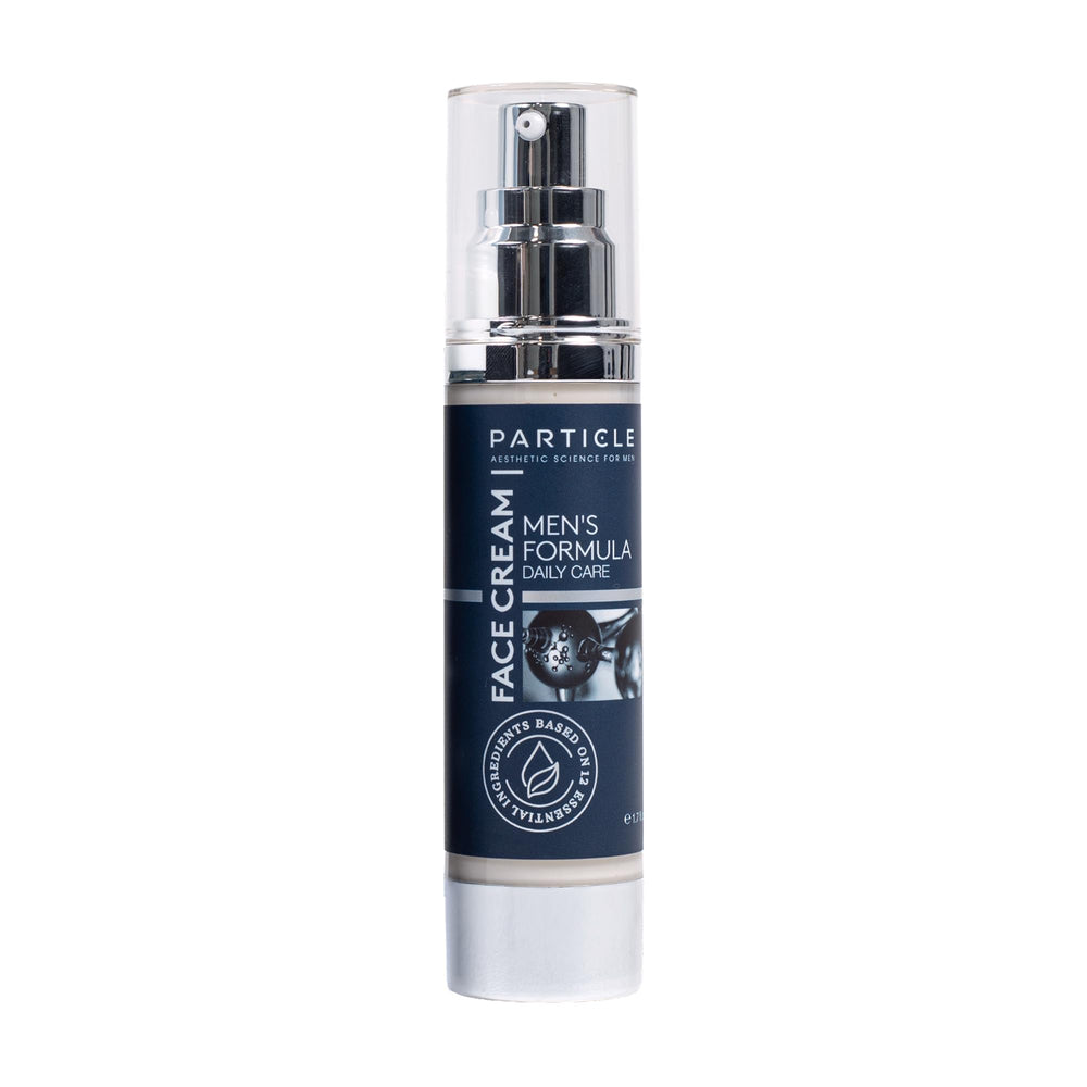 Particle 6-in-1 Face Cream branding on display conveys premium daily skincare.