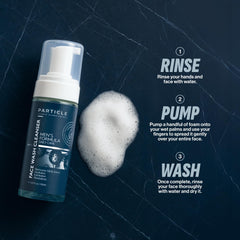 Particle Mens Face Wash dispensing pump for mess-free daily routine.