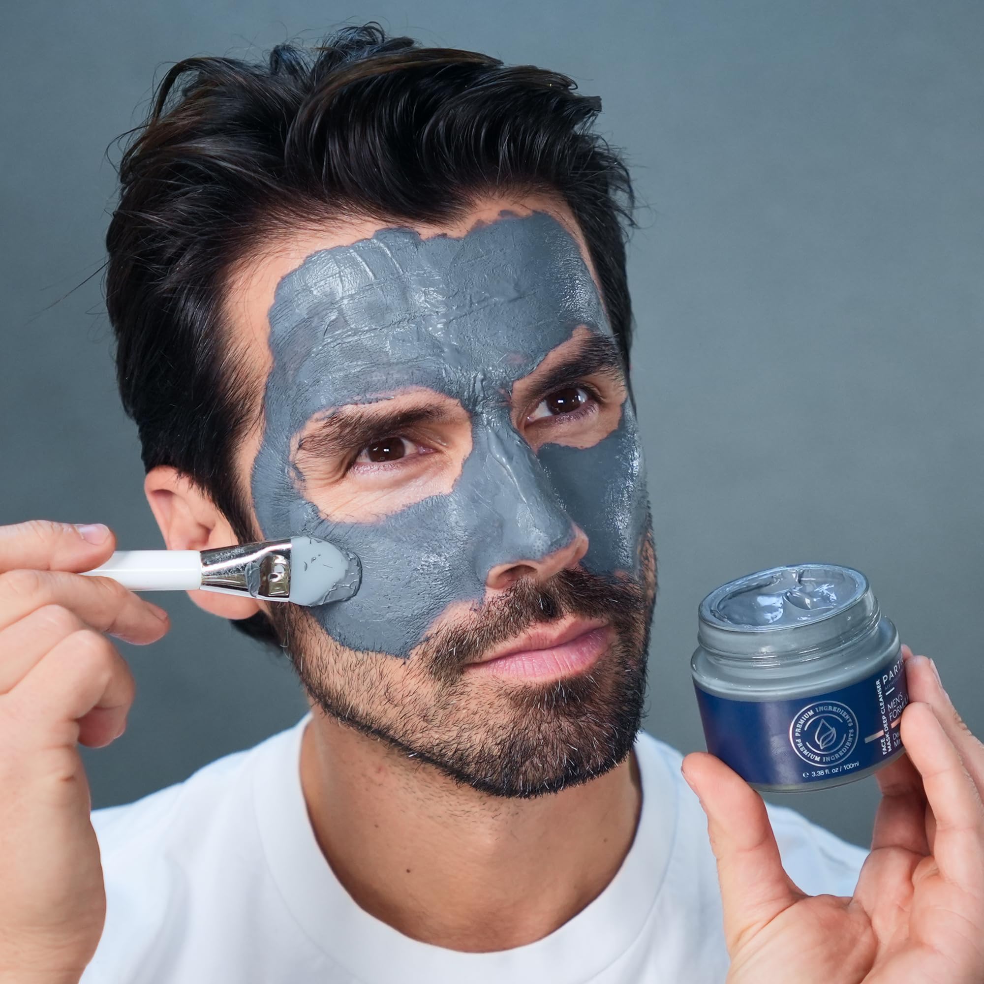 Particle Mineral Face Mask packaging shown with compact, travel-friendly jar.