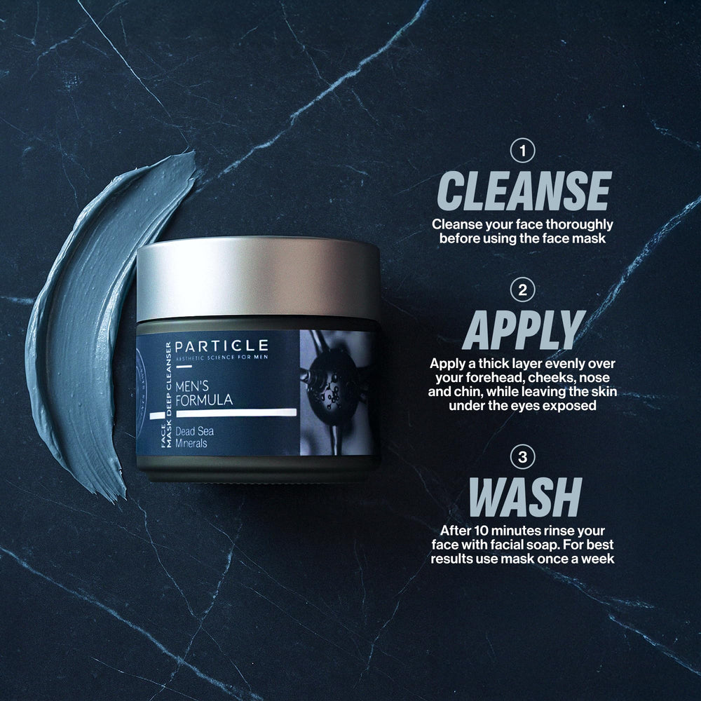 Particle Mineral Face Mask for Men rinse-off reveals clean, residue-free finish.