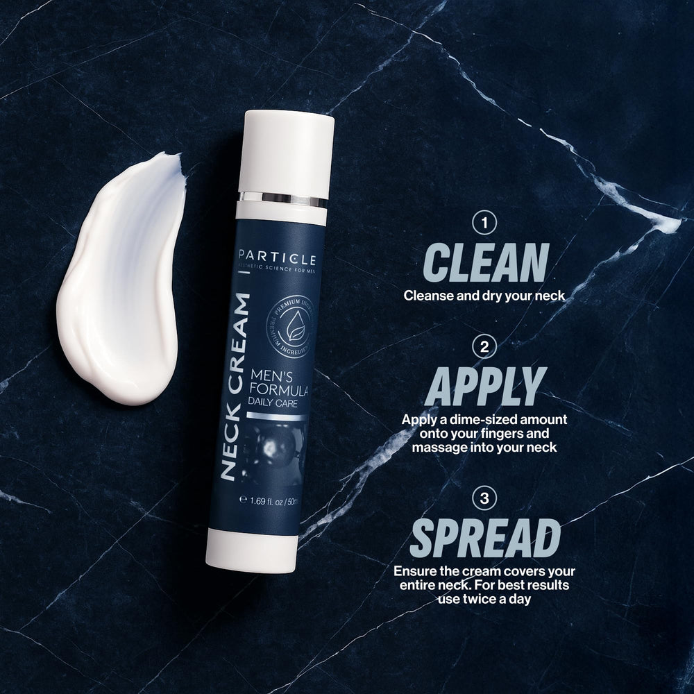 Particle Neck Cream ingredients blend highlights collagen and hyaluronic acid.