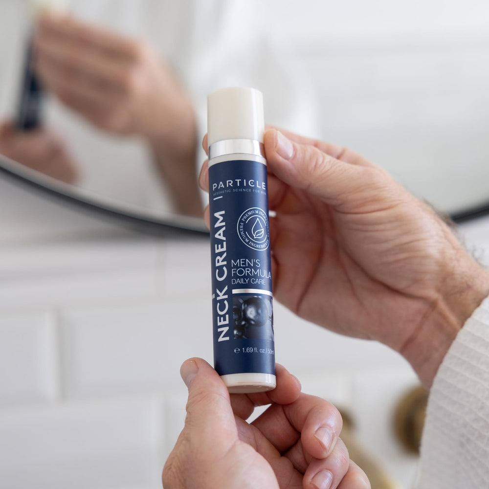 Particle Neck Cream packaging communicates simple, routine-friendly care.