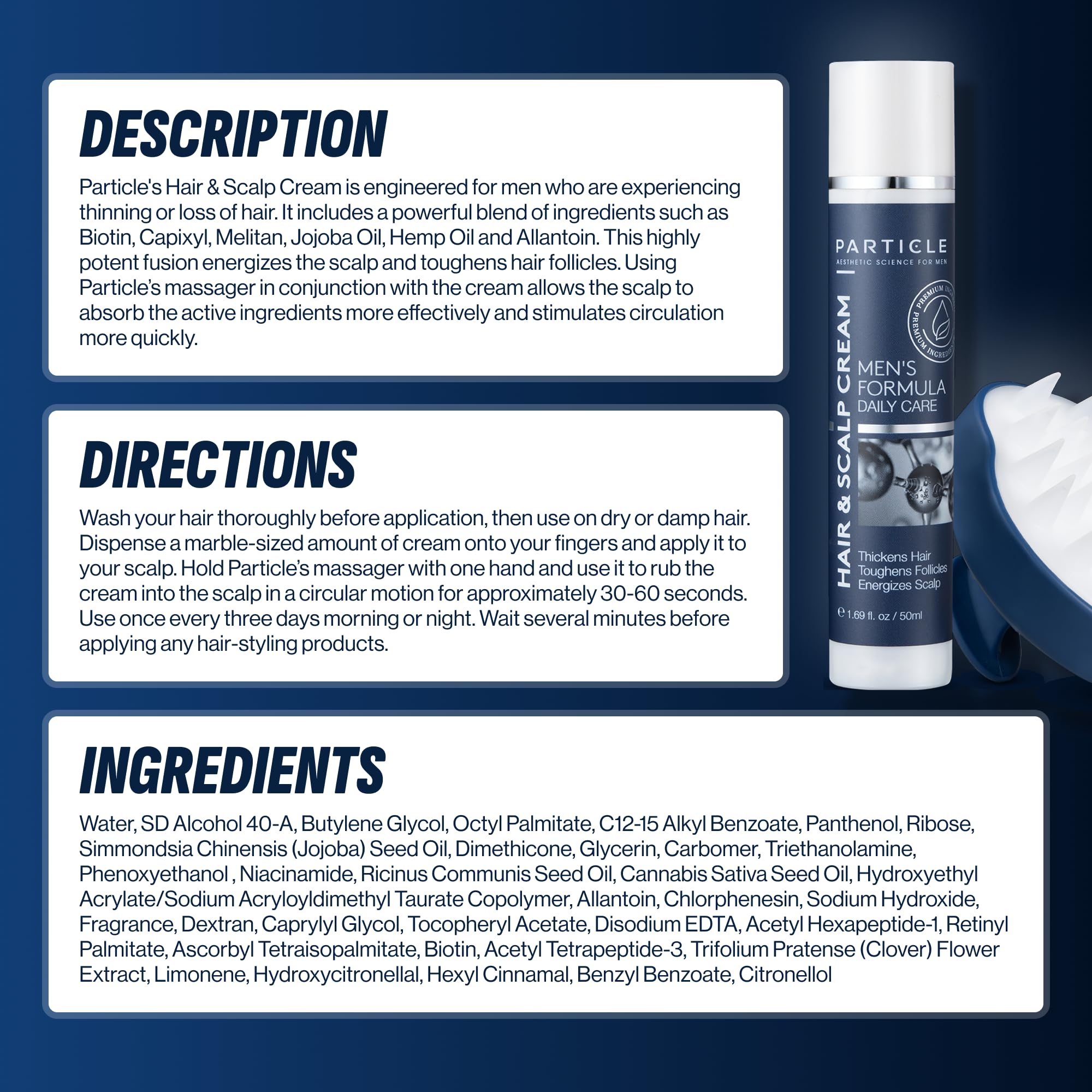Particle portable, travel-friendly grooming set designed for on-the-go scalp care.