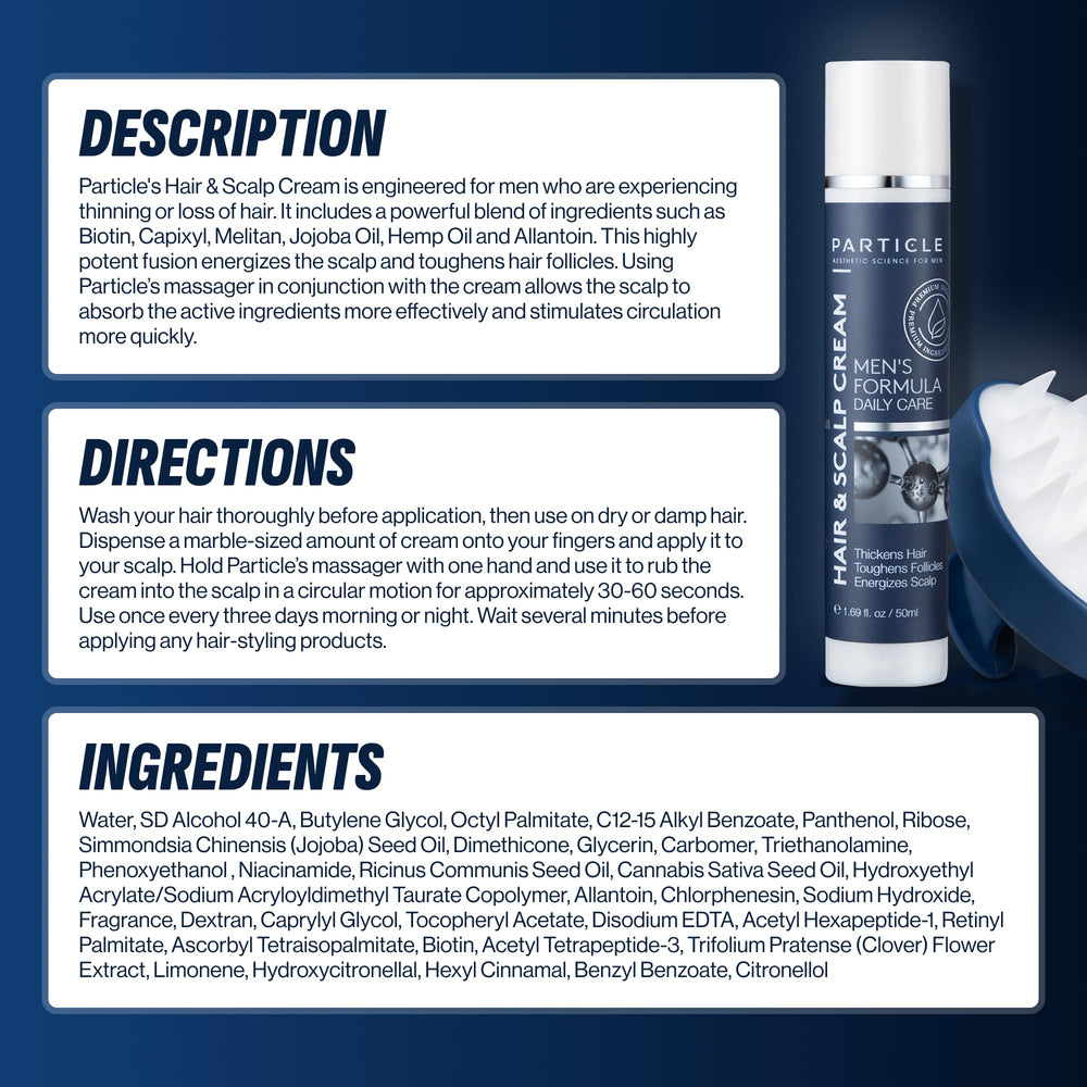 Particle portable, travel-friendly grooming set designed for on-the-go scalp care.