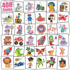 Partywind 408 glitter tattoos pack displayed for kids' party favors and colorful party fun.