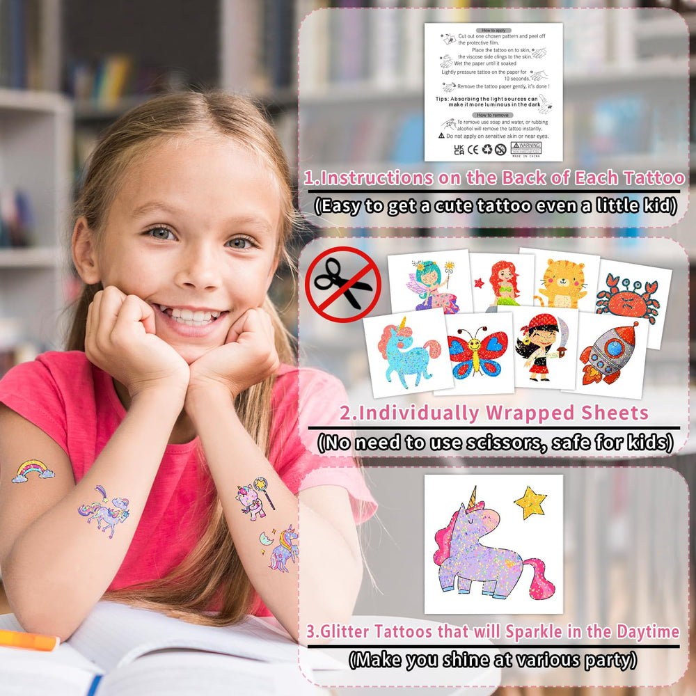 Individually wrapped Partywind tattoo sheets for quick, safe distribution at birthday celebrations.