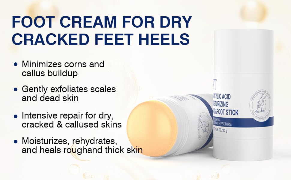 PasaRose Repair Heel Balm Stick applied on heel to soften rough skin.