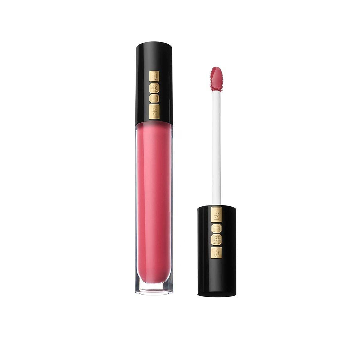 Pat McGrath Labs Lust Heavy Petal bottle shows vibrant pink gloss with radiant payoff