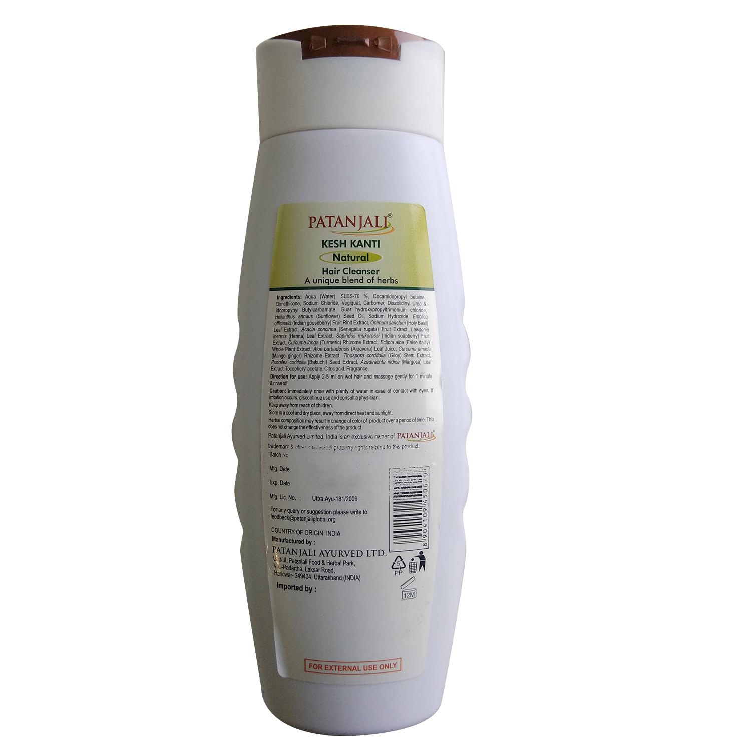 Patanjali Kesh Kanti pack displayed in bathroom setting