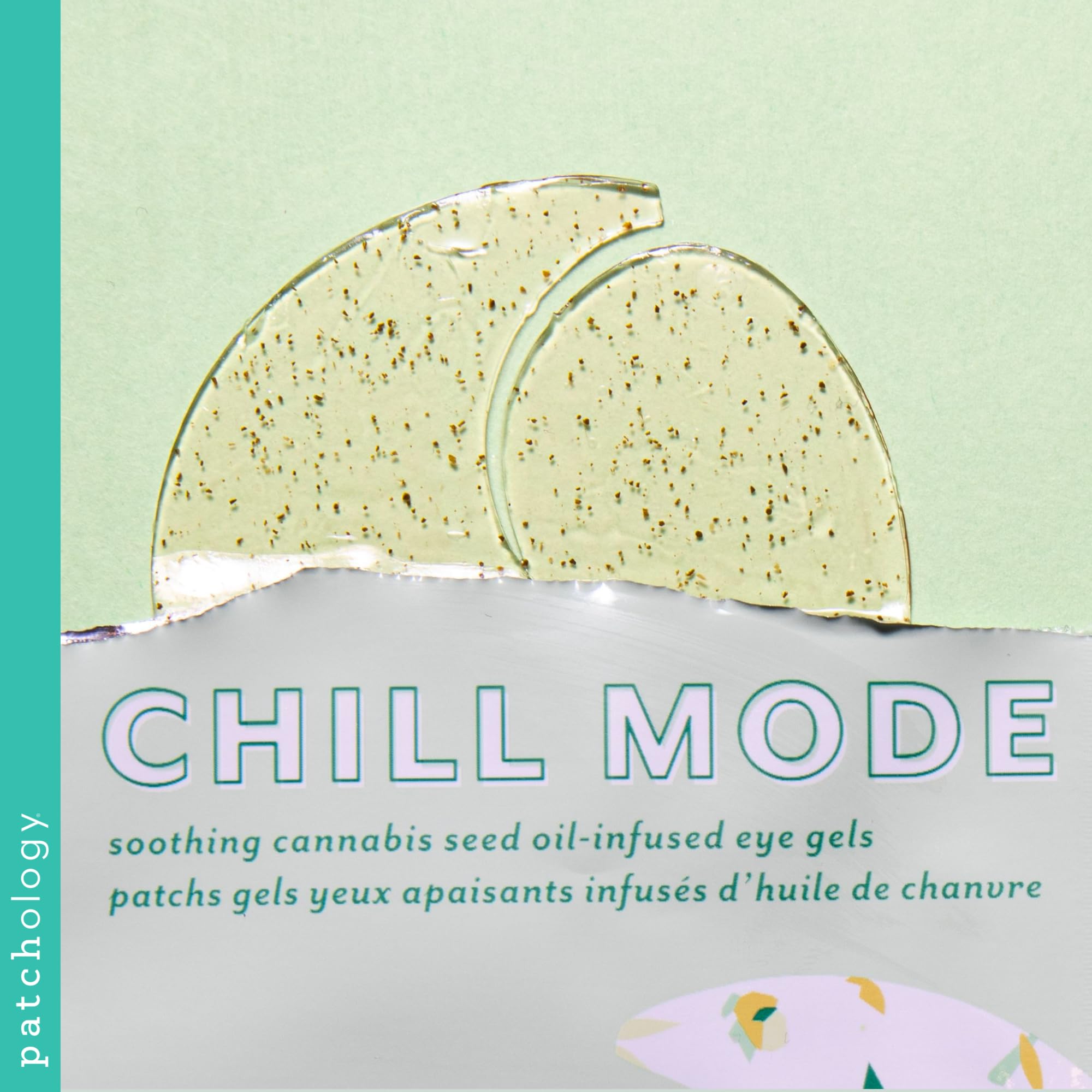 Rhodiola extract and botanicals in Patchology Chill Mode for tired-looking eyes.