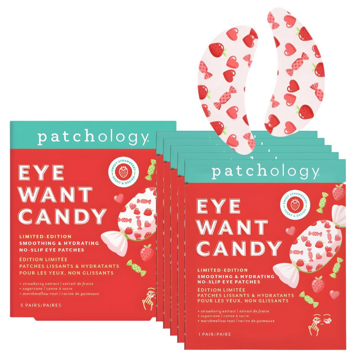 Patchology Eye Want Candy hydrogel patches pack for a hydrating self-care moment.