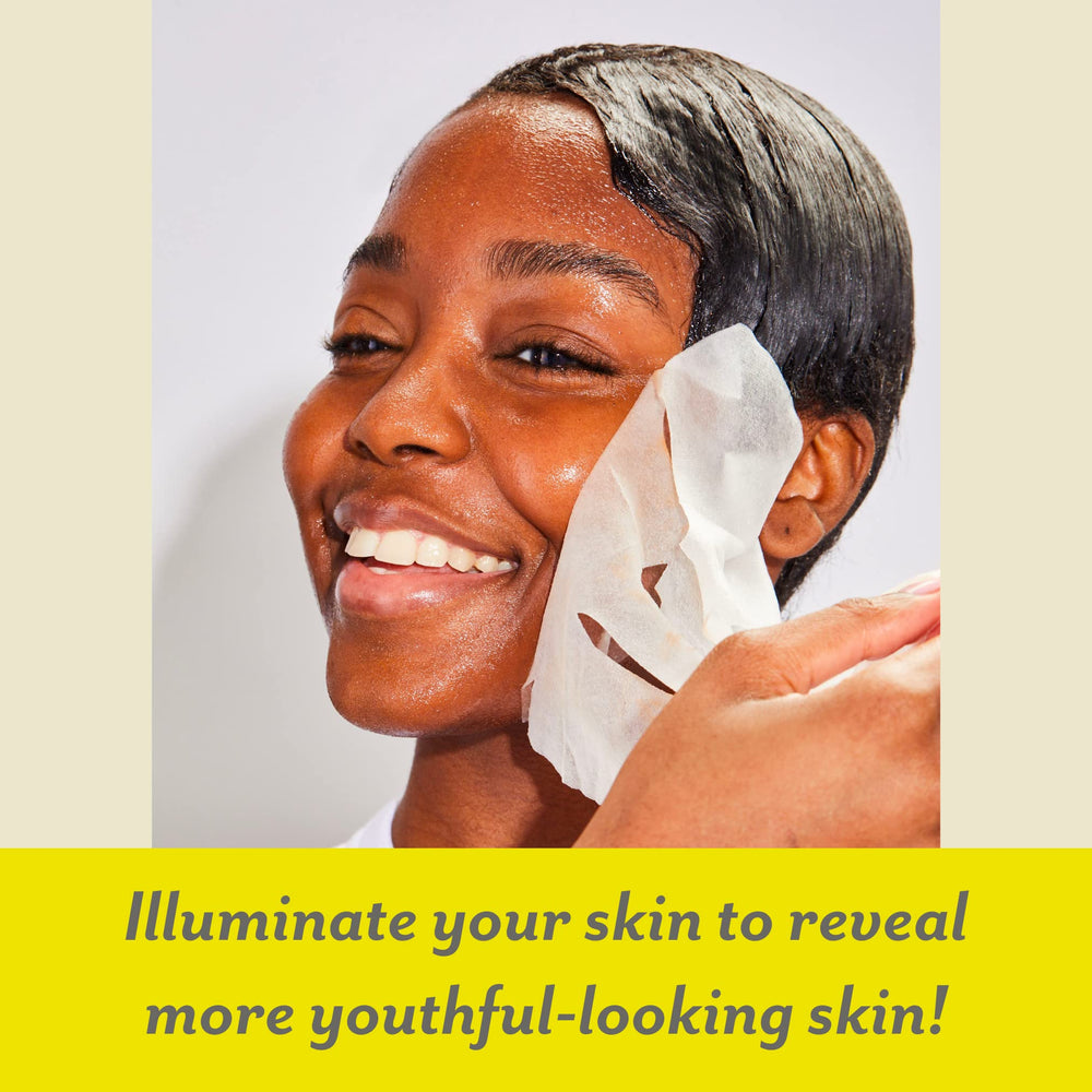Patchology FlashMasque Illuminate 5-Minute Mask shown during application for radiant skin.