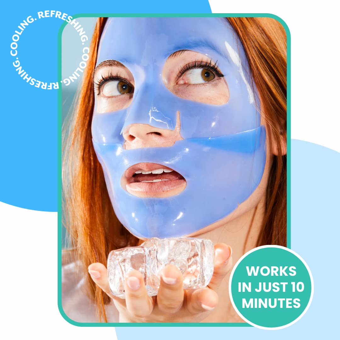 Patchology hydrogel mask worn on the face delivering cooling relief.