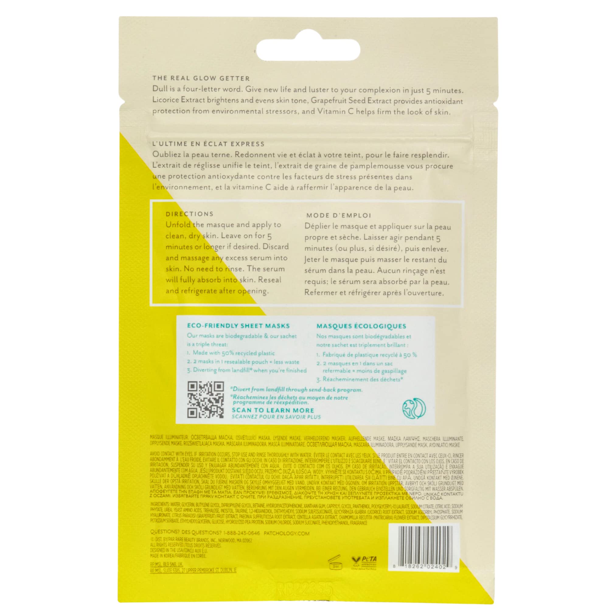 Patchology Morning-glow sheet mask provides quick lift on busy mornings.