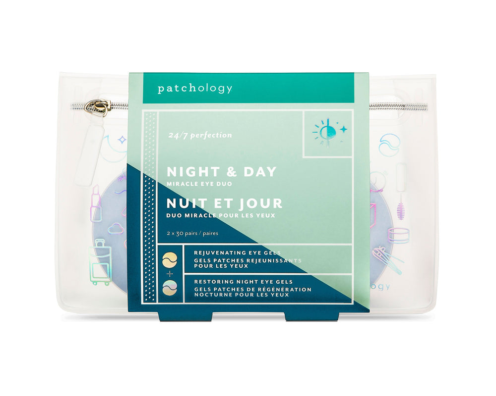 Patchology Night and Day packaging highlights 60 patches for on the go routines.