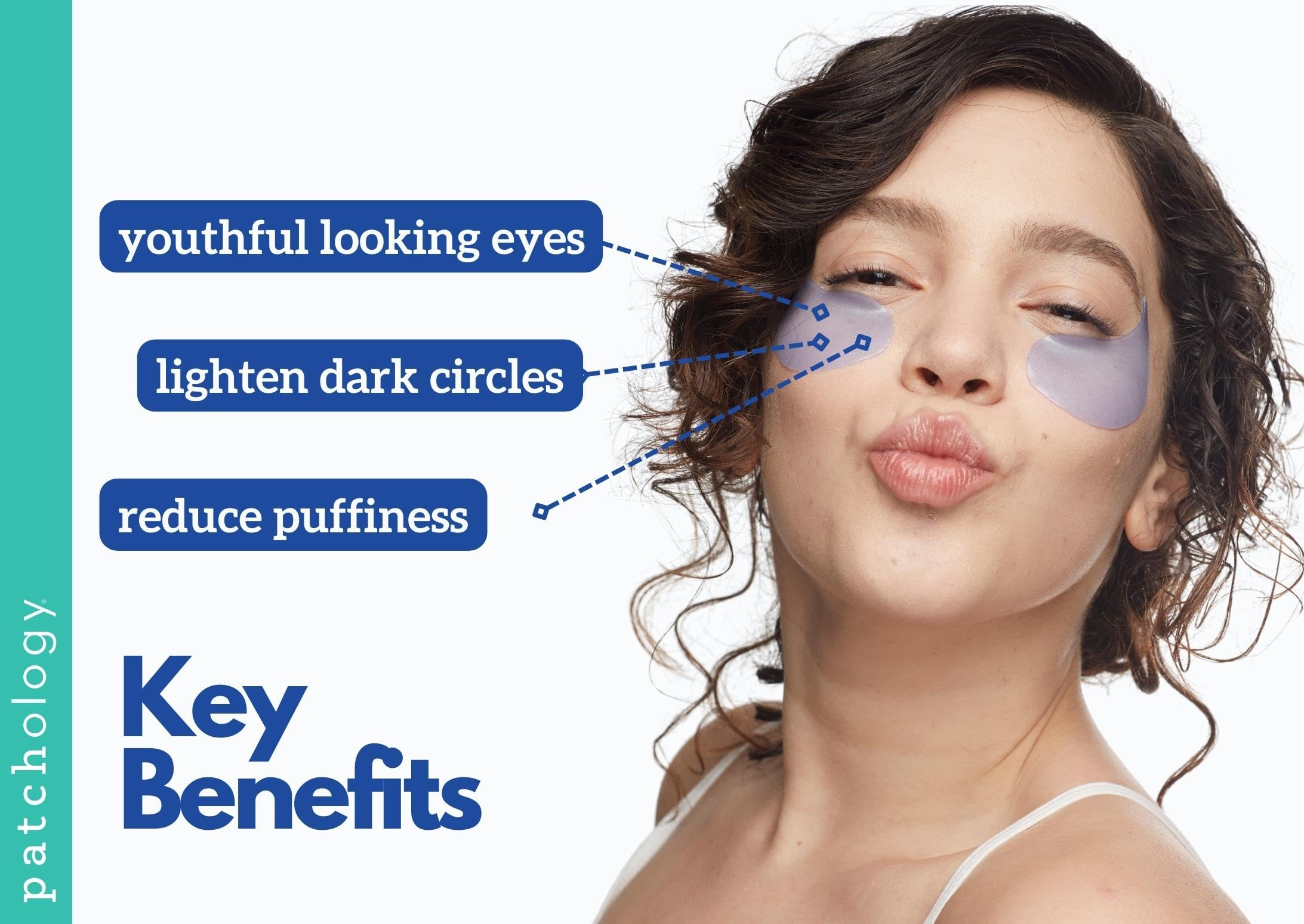Patchology Restoring Eye Patches application close-up demonstrating easy placement