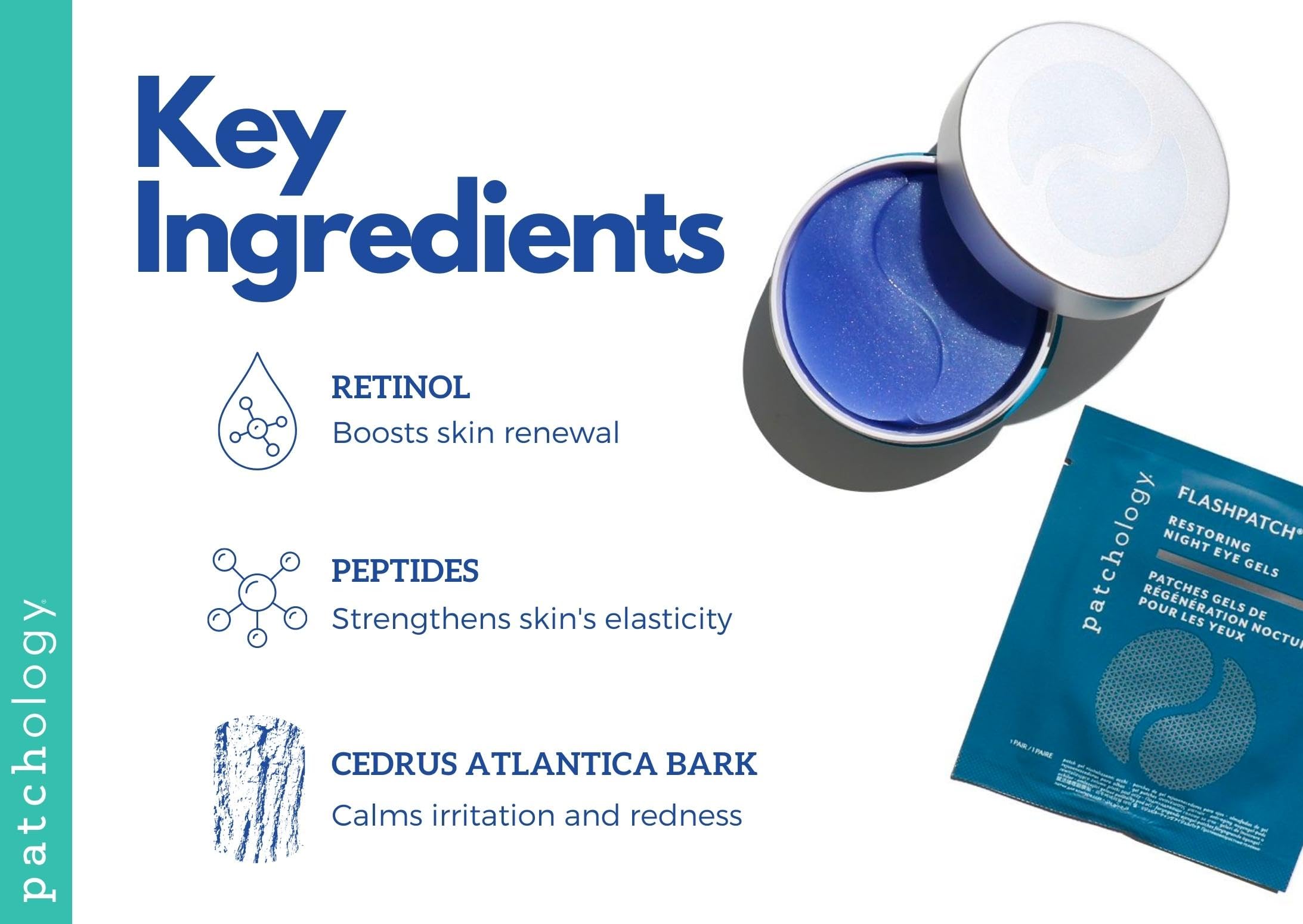 Patchology Restoring Eye Patches night use scene suggests overnight rejuvenation