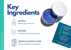 Patchology Restoring Eye Patches night use scene suggests overnight rejuvenation