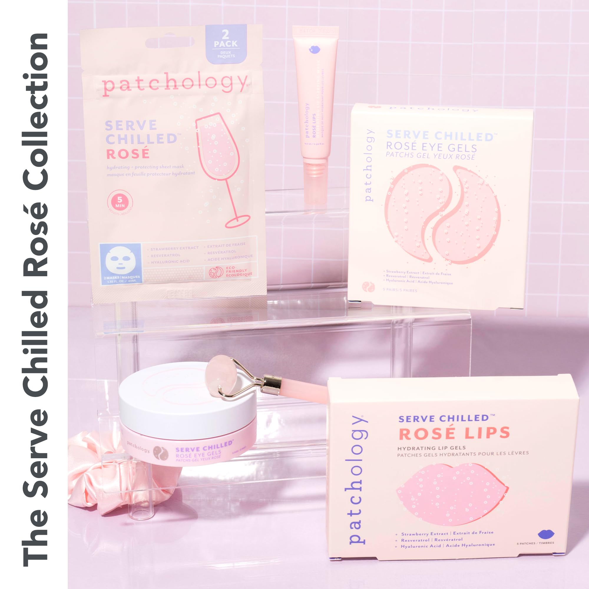 Patchology Rosé Lip Sleeping Mask with resveratrol listed as antioxidant support.