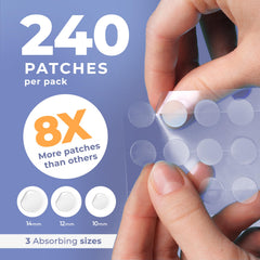 PatchRx Hydrocolloid Dots with tea tree on skin for breathable protection.
