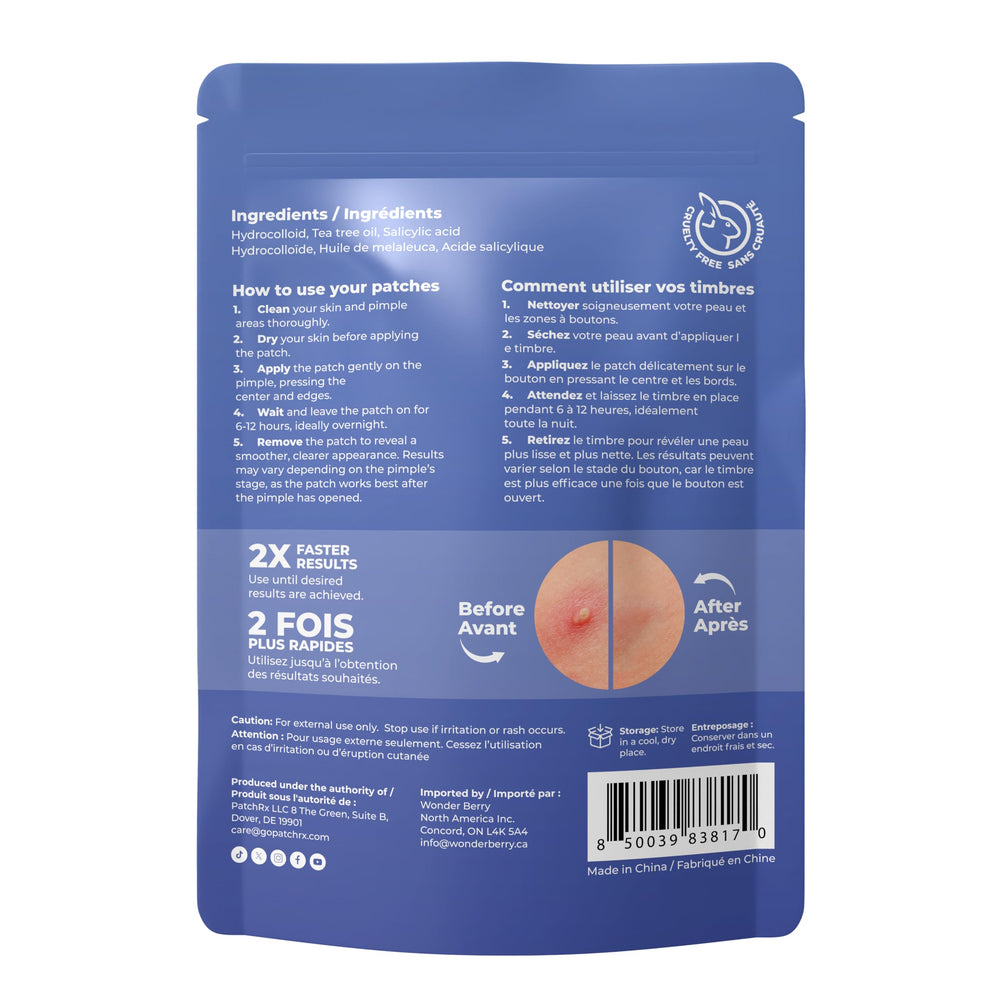PatchRx Patches form a breathable barrier over the blemish.