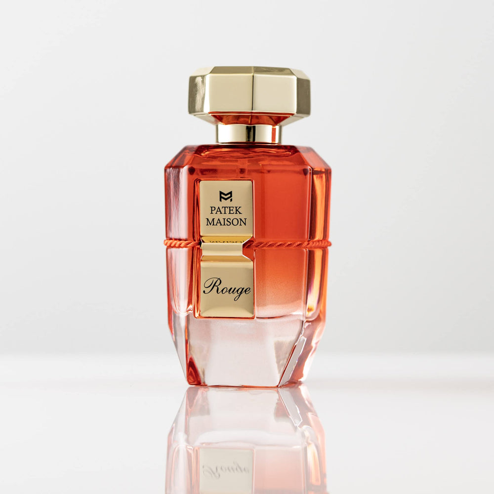 Patek Maison Prisme Rouge fragrance bottle; versatile for day or night