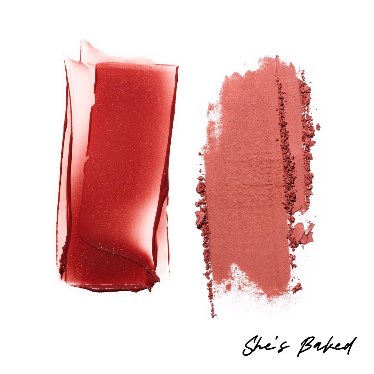 Creme blush texture close-up, creamy and velvety application