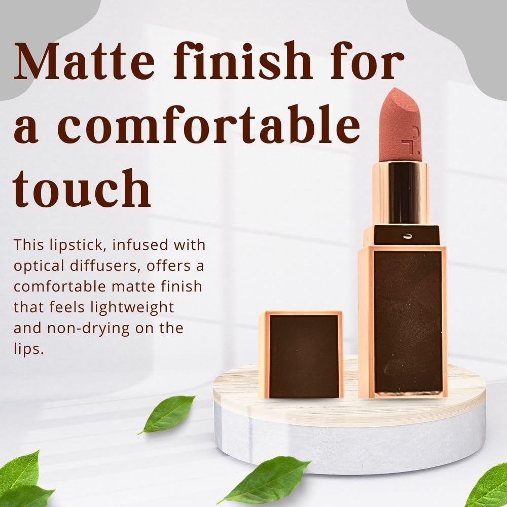Patrick Ta Major Headlines Matte Suede Lipstick Shy provides bold color with lasting wear.