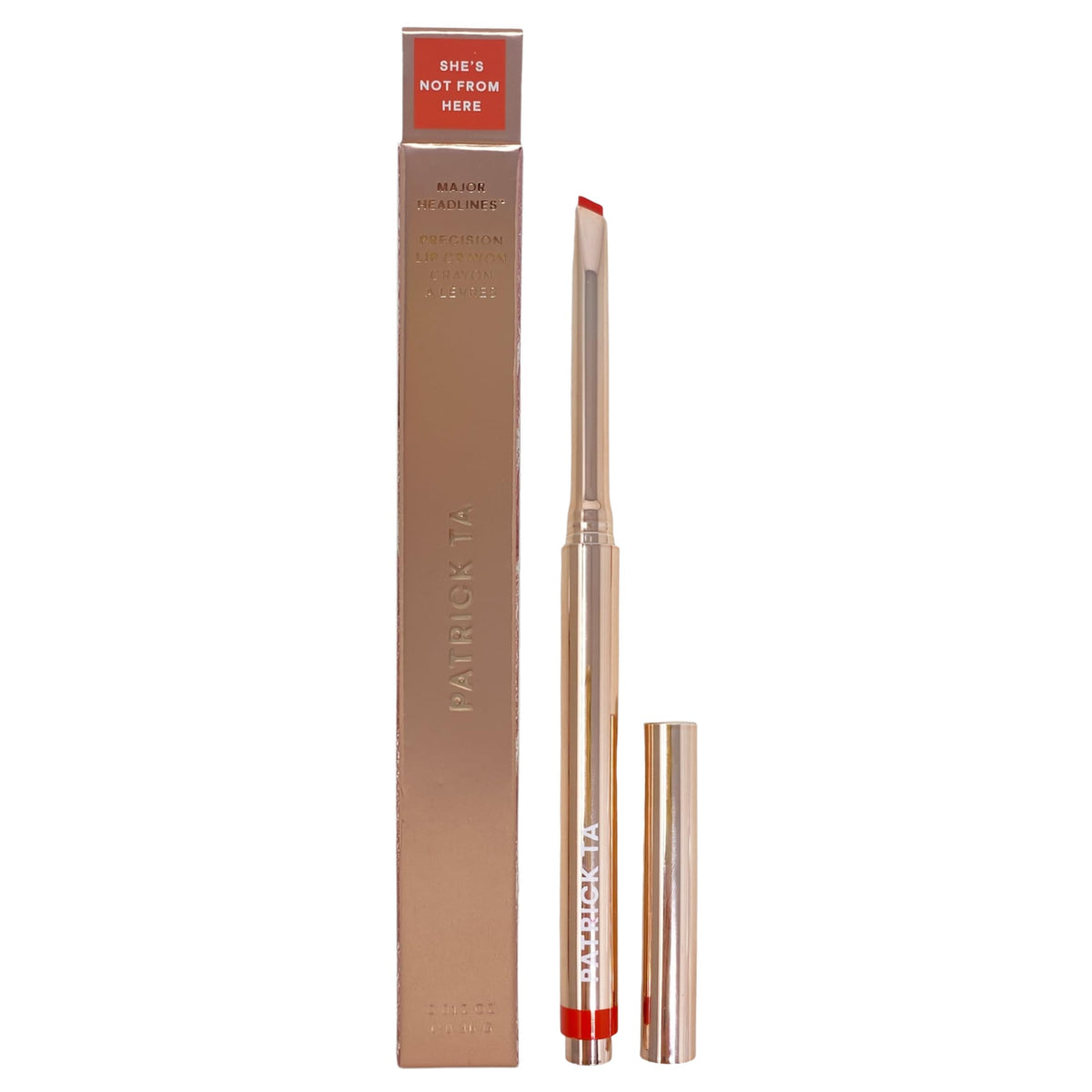 Patrick Ta Major Headlines Lip Crayon in Shes Not From Here swatch with long-lasting color