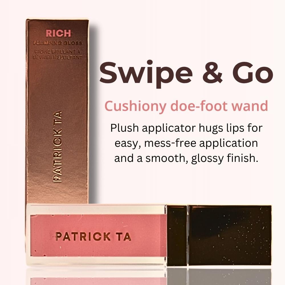 Patrick Ta Say Less packaging highlights vegan, cruelty-free gloss.