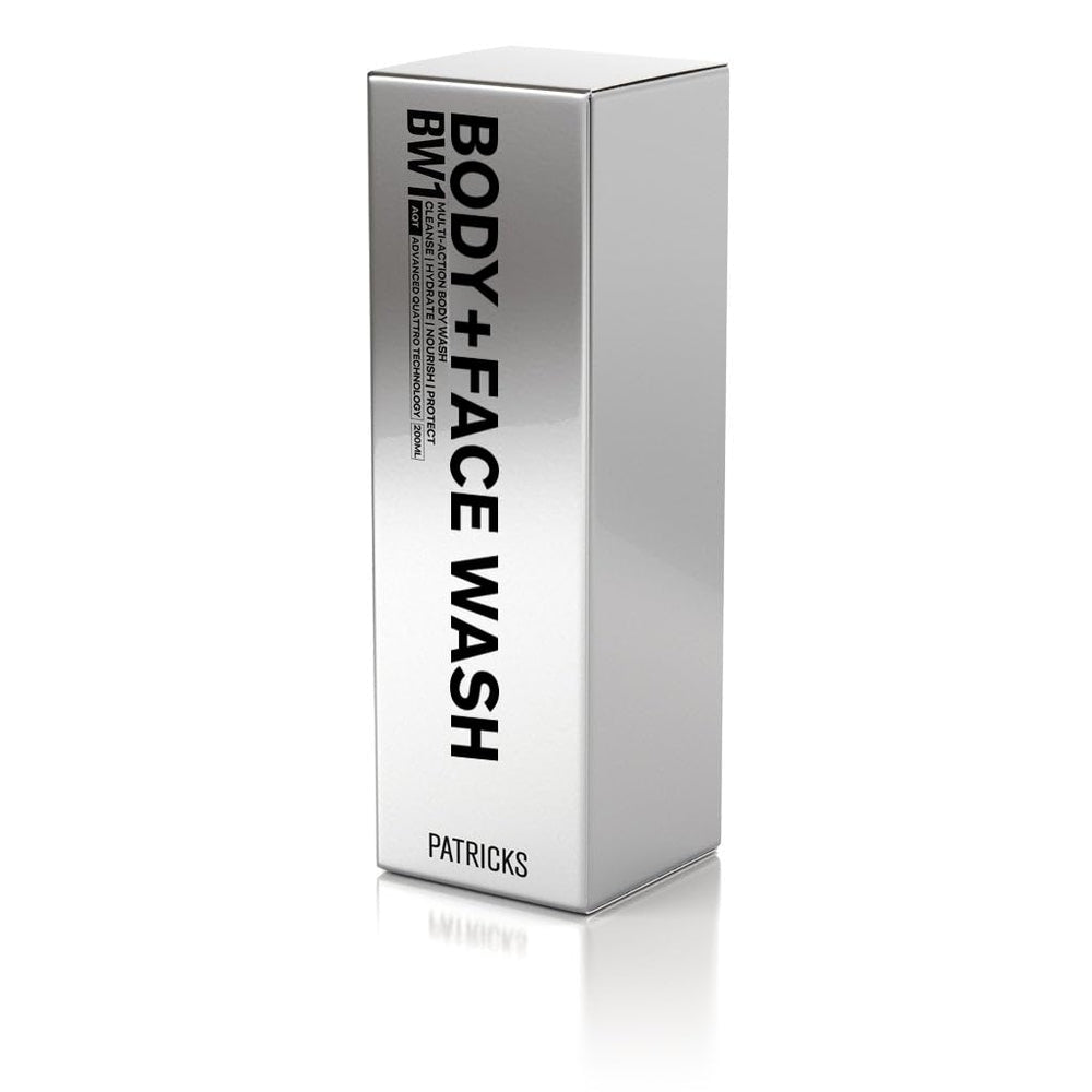 PATRICKS BW1 sulfate-free label signaling a gentler, vegan cleansing option.