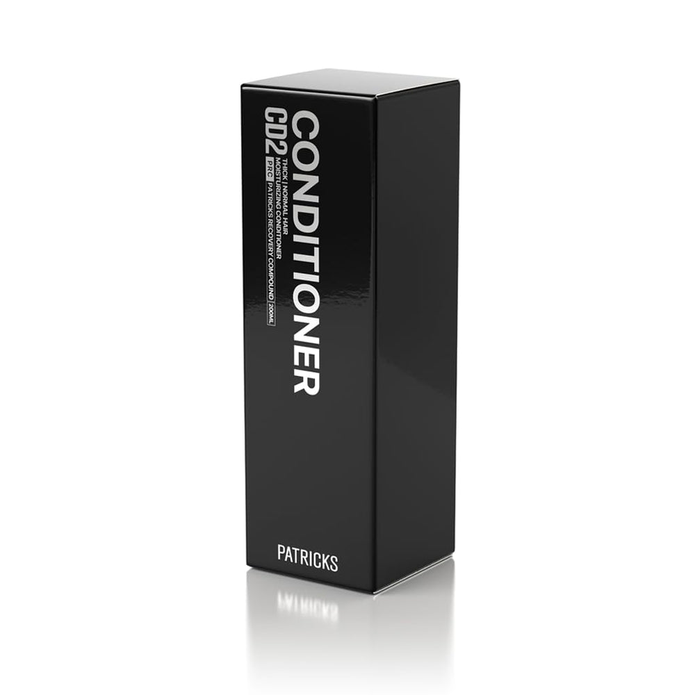 PATRICKS CD2 bottle back label shows moisturizing formula for hydration