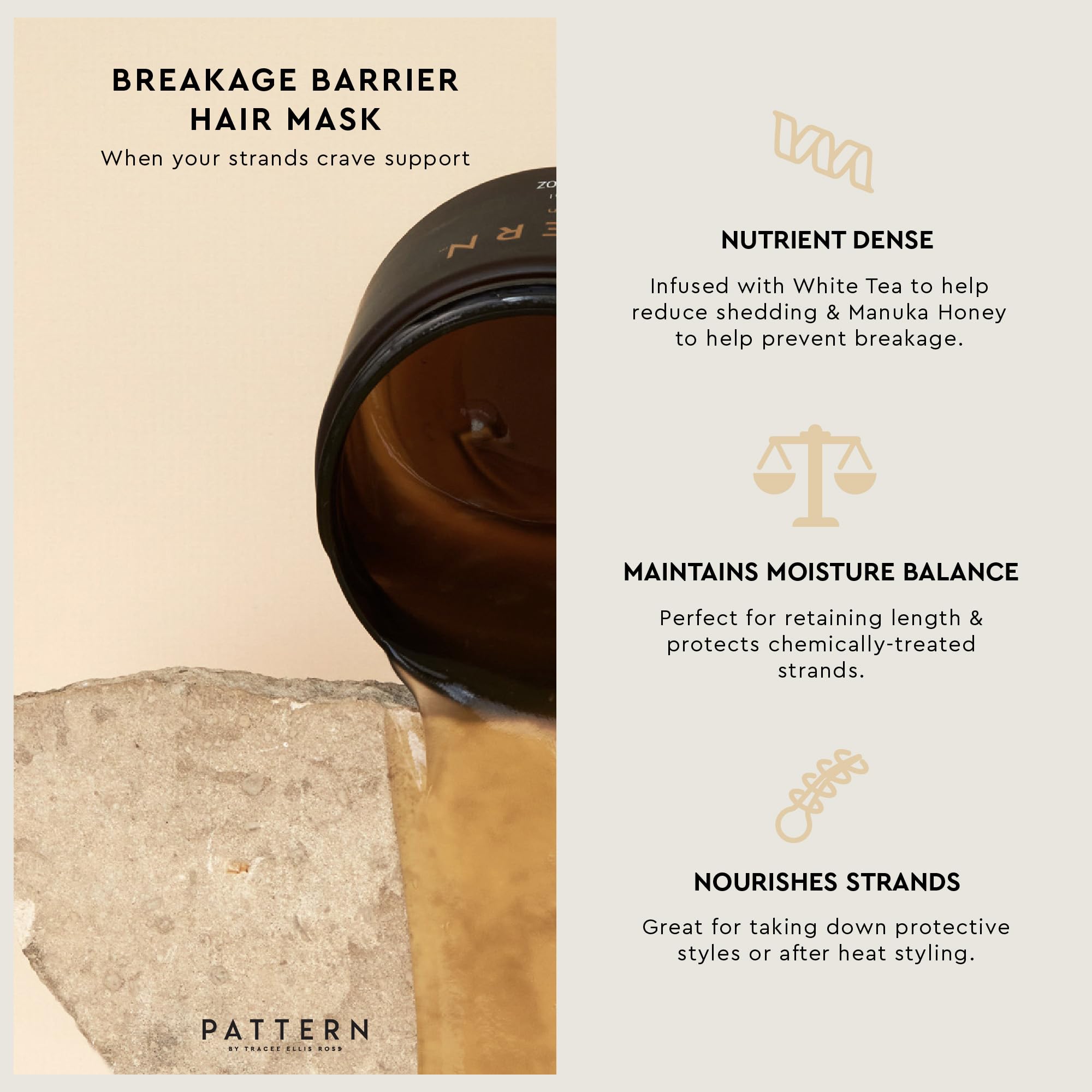PATTERN Breakage Barrier Mask during application delivers hydrated smoother curls