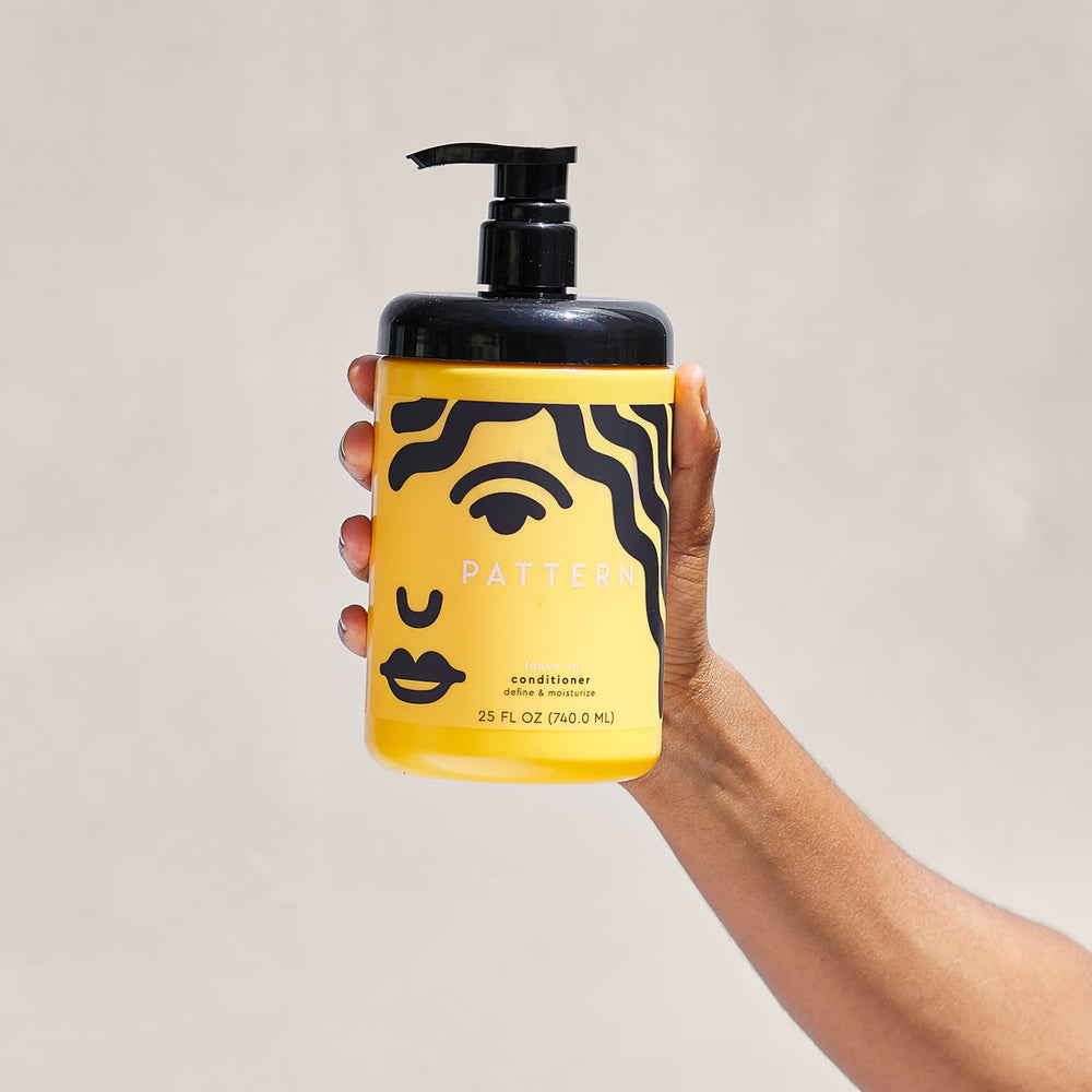 PATTERN Beauty Leave-In Conditioner label closeup highlighting key ingredients.