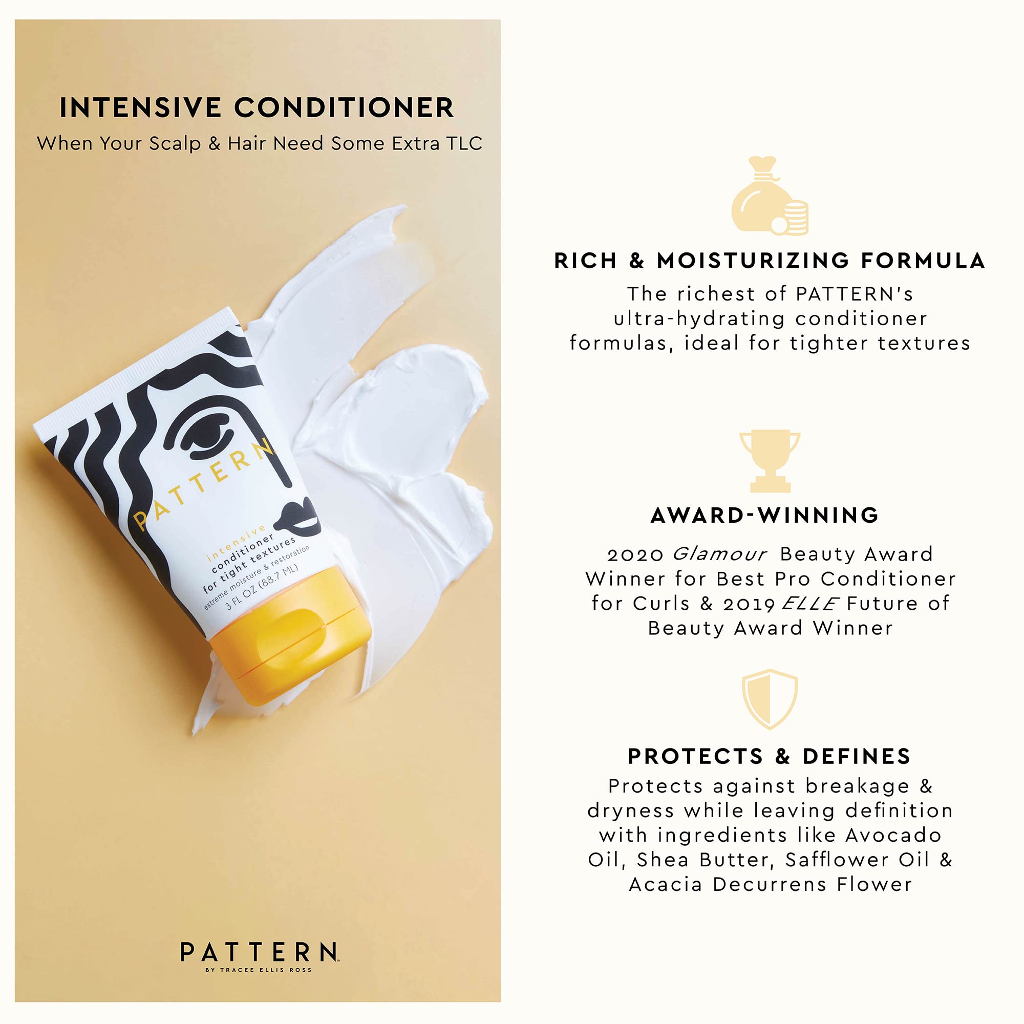 Pattern Beauty shea butter formula nourishes frizz-prone curls.