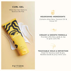 PATTERN Curl Gel with Aloe, Coconut Oil, and Cacay Oil ready to nourish and define curls.