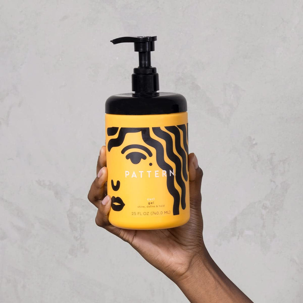 PATTERN beauty curl gel with glossy finish provides lightweight hold for texture.