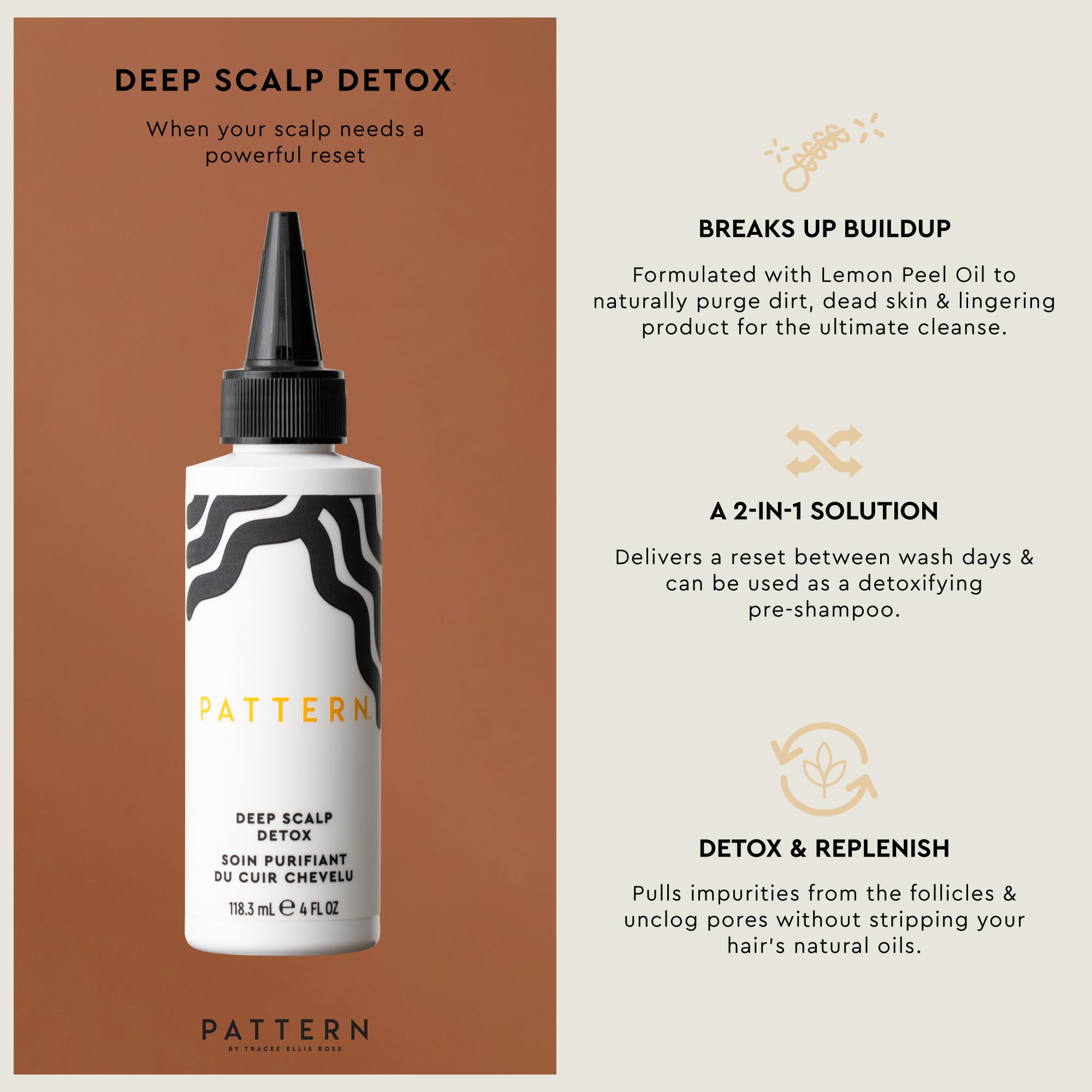 PATTERN Deep Scalp Detox applying on scalp during a between-wash ritual