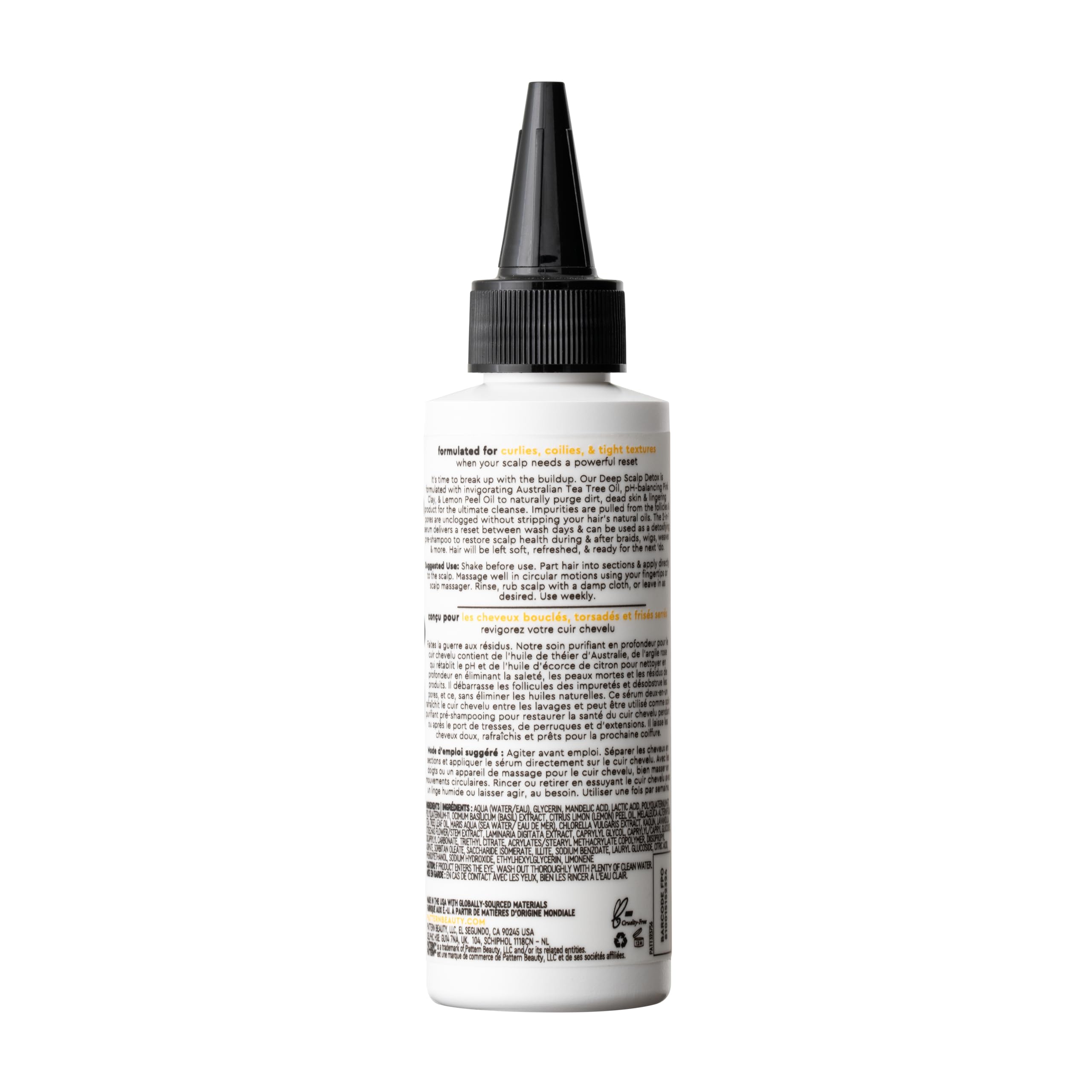 PATTERN Deep Scalp Detox bottle closeup showing premium formula