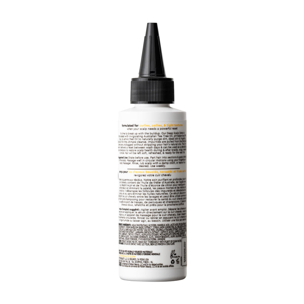 PATTERN Deep Scalp Detox bottle closeup showing premium formula