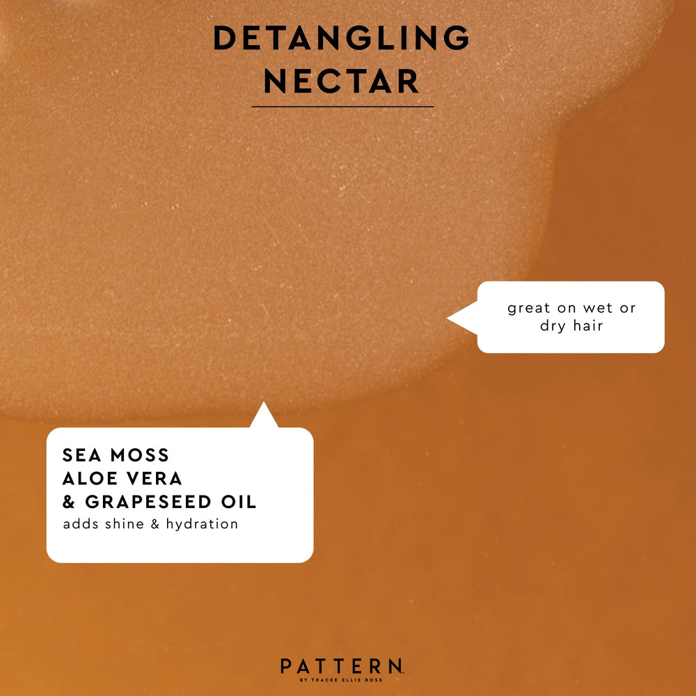 PATTERN Detangling Nectar works on wet or dry hair for styling prep.
