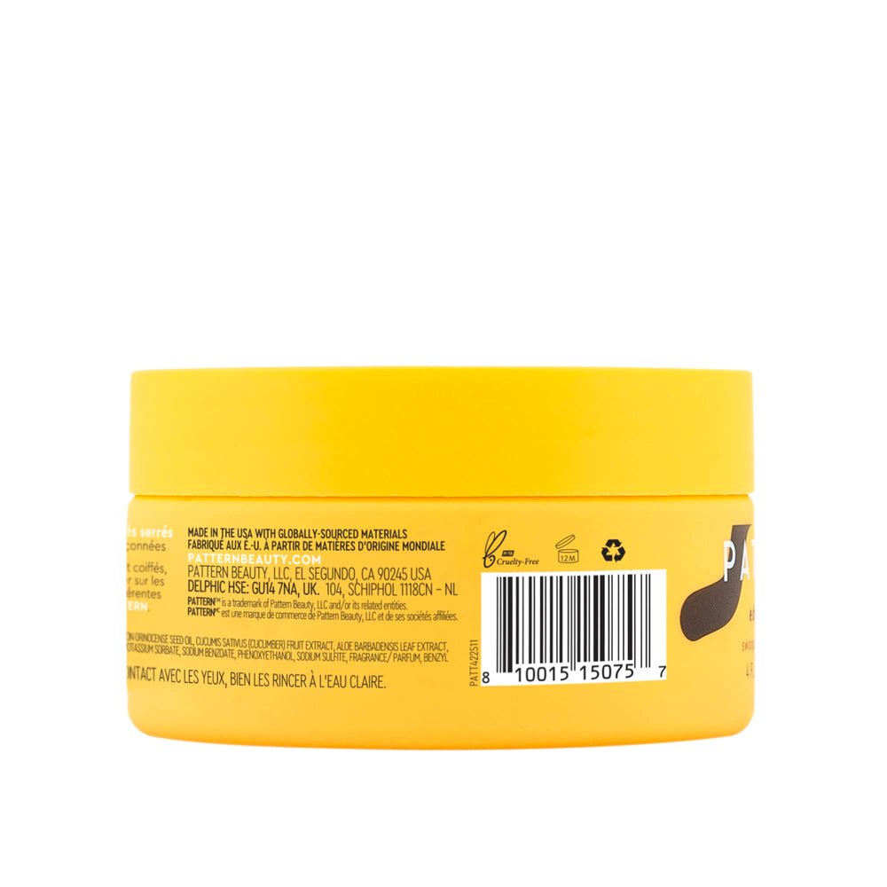 PATTERN Edge Control closeup highlights mango butter and silky texture for frizz control.