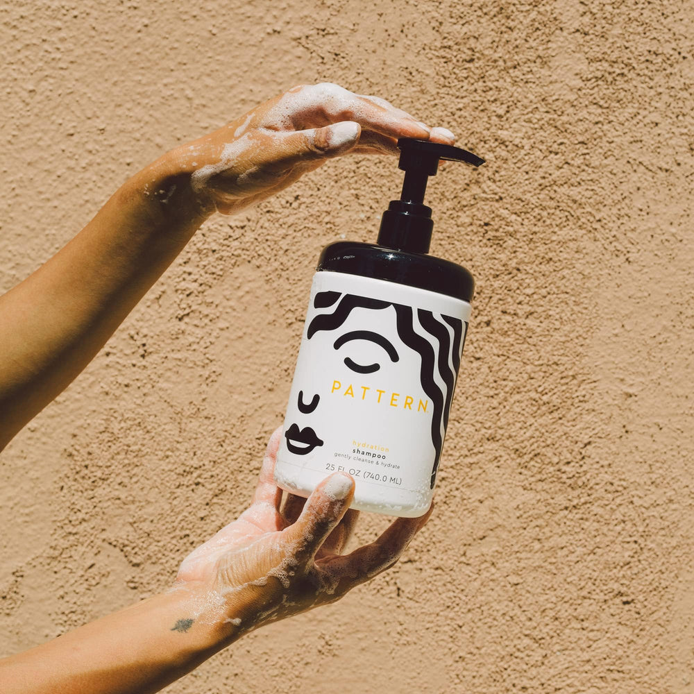 PATTERN Hydration Shampoo creamy lather shown for gentle cleansing