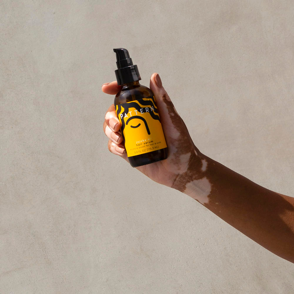 PATTERN Jojoba Hair Serum on dry hair use for finishing hydration.