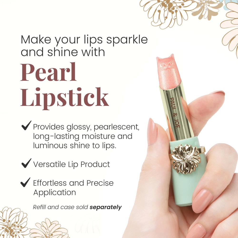 Paul & Joe Pearl Lipstick refill hydrates lips with jojoba oil for lasting comfort.