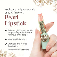 Paul & Joe Pearl Lipstick refill hydrates lips with jojoba oil for lasting comfort.