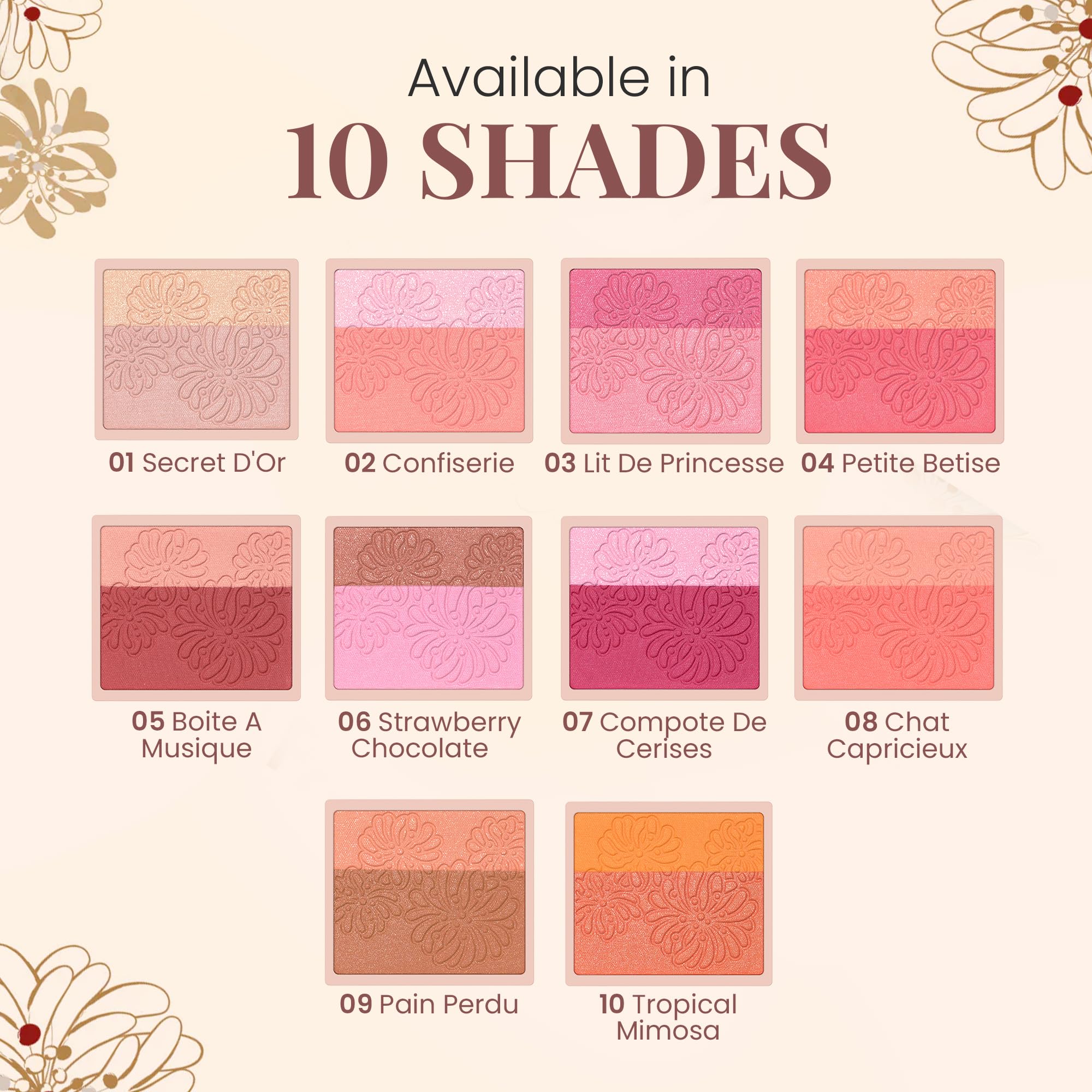 Paul & Joe Compote de Cerises pink and rose palette offers versatile color options.