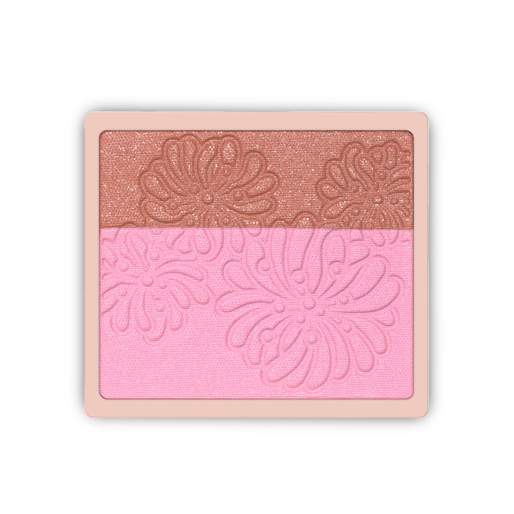 Paul & Joe pressed blush palette refill in 06 Strawberry Chocolate, two-tone color for a natural flush.