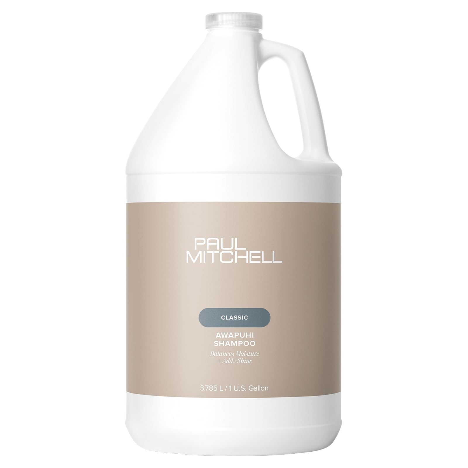Paul Mitchell Awapuhi Shampoo gallon bottle pour showcases balanced moisture for color-treated hair.