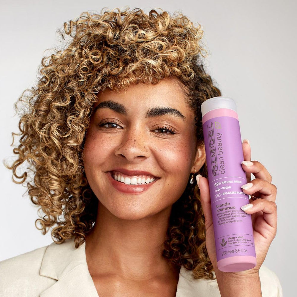 Paul Mitchell Clean Beauty Blonde Purple Shampoo with pomegranate extract for color protection